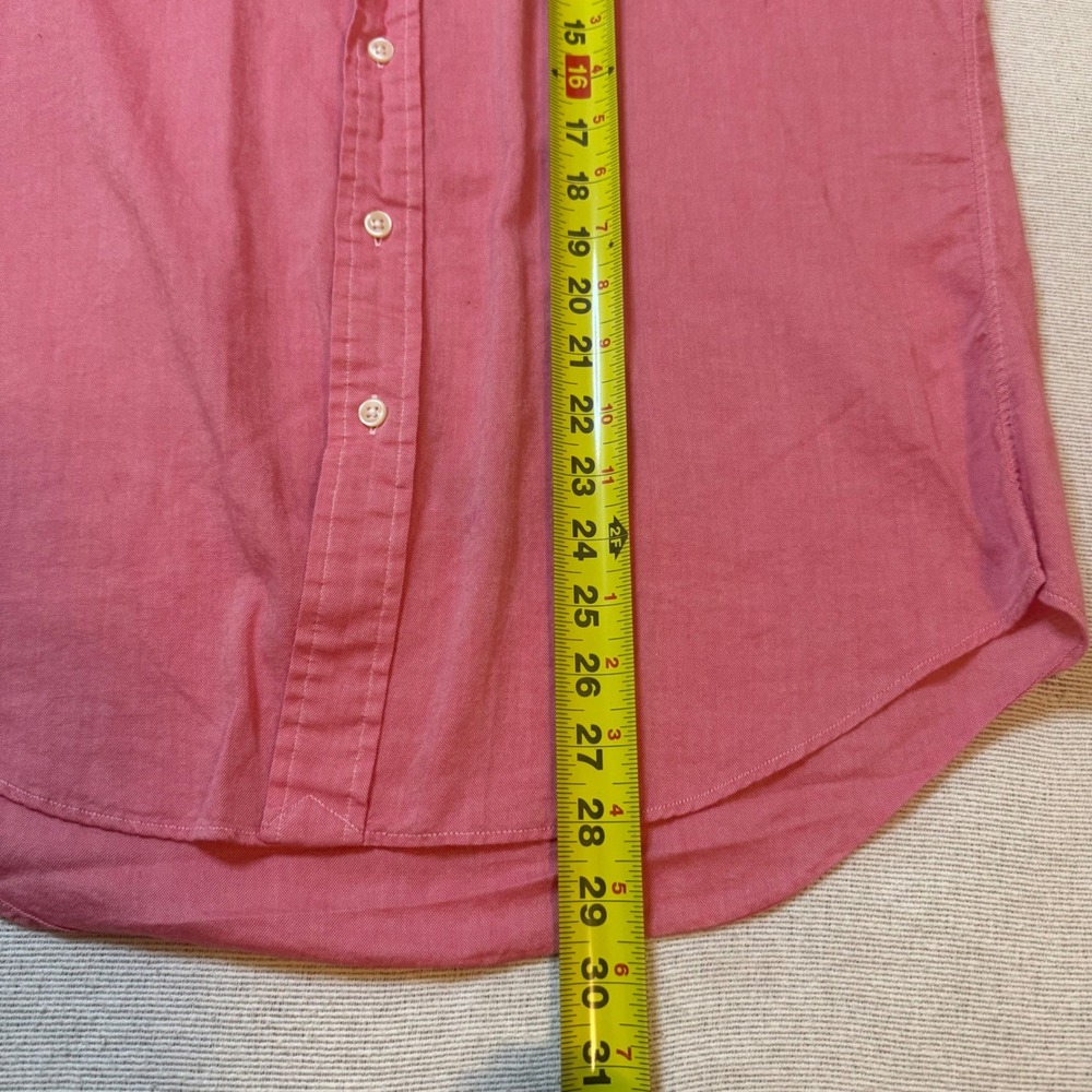 Ralph Lauren Chambray Oxford Shirt Mens Medium Pink Long Sleeve Pony Logo - Picture 5 of 5